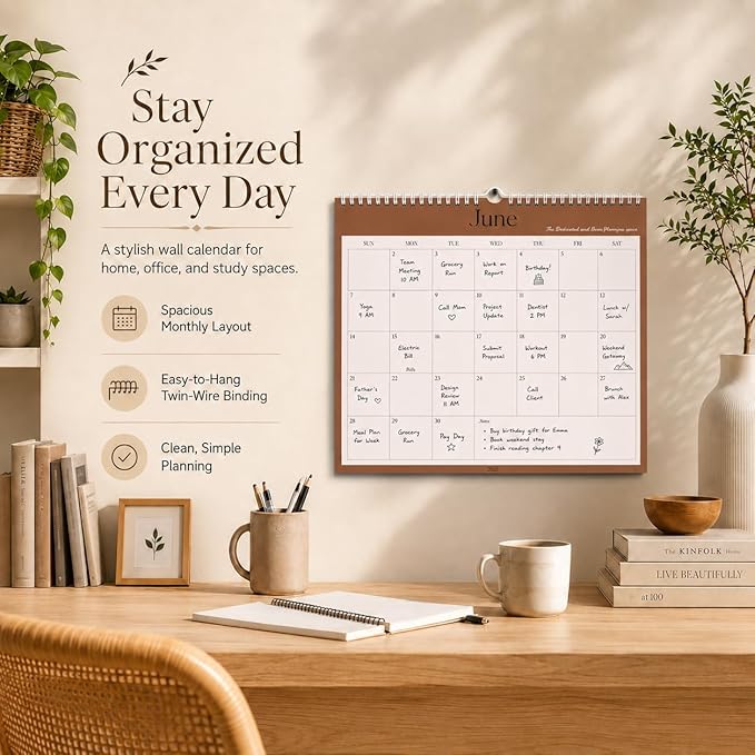 meDolove Spiral Hanging 18-Month Wall Calendar 2026-2027,14" x 11" | 12 Morandi Neutral Color Pages,July 2026-Jun 2027,No-Bleed Paper,for Women, Working Moms, Office