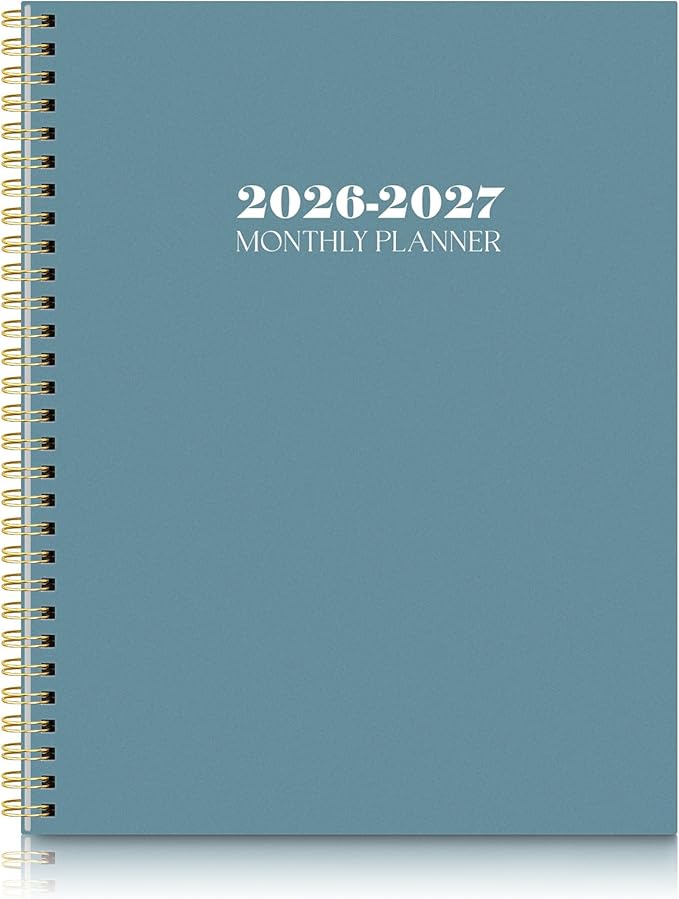 SKYDUE Monthly Planner 2026-2027, 24 Months Calendar Planner 2026-2027, 7.5" x 10" B5 Planner, Twin-wire Spiral Bound, Durable Waterproof Cover, Thick No-Bleed Paper, Blue
