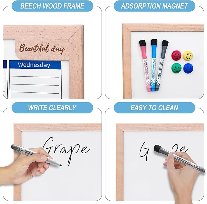 RXMC RUIXUANBOAD Desktop whiteboard 17.9x12.6 inch Magnetic Double-Sided Desktop Dry Erase Board Writing Board, Suitable for Home Office Teaching, Equipped with 3 Marker pens and 4 Magnets