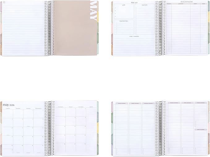 7x9 Coiled Academic Planner (January 2026 - December 2026) - Journey cover, Pastel Minimal theme, platinum coil