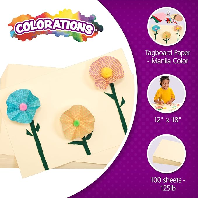 Tagboard, 12 inches x 18 inches, Manila, Specialty Paper, School Art Supplies, Art Supplies, Craft Projects, Children, Gift, Classroom, Home, Arts and Crafts, Drawing, Coloring