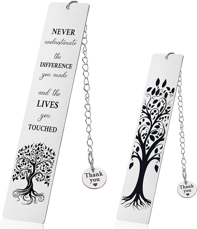 Inspirational Bookmark Gifts for Women Men - Metal Thank You Bookmarks with Never Underestimate The Difference Quote, Leaving Present for Colleagues Teacher Employees