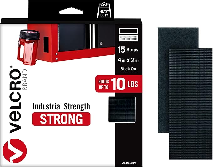 VELCRO Brand Heavy Duty 15 Sets Strips with Adhesive and 200 Pk Dots with Adhesive, Black and White