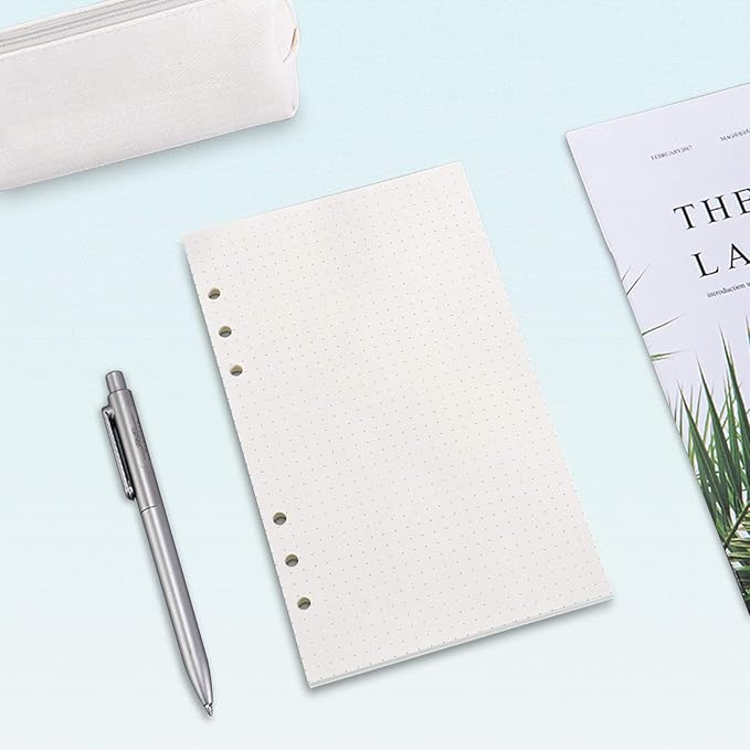 A6 Refill Paper, [3 Pack] Toplive 100GSM Thick Refillable Paper 6 Hole Filler Inserts Loose Leaf Paper 135 Sheets (270 Pages) for 6 Ring Binder Journal Notebook-Dotted Paper