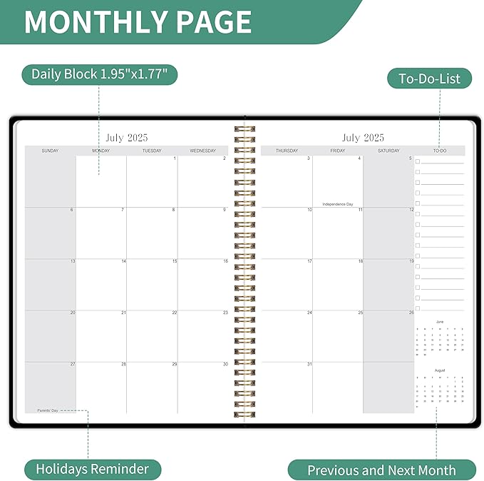 Monthly Planner 2026-2027 Hardcover with Calendar planner from Jan 2026- June 2027,Monthly Goals,Tasks,Notes,Priorities & Reminders, 11" x 9", 18 Months for School Office Home Planning, Black