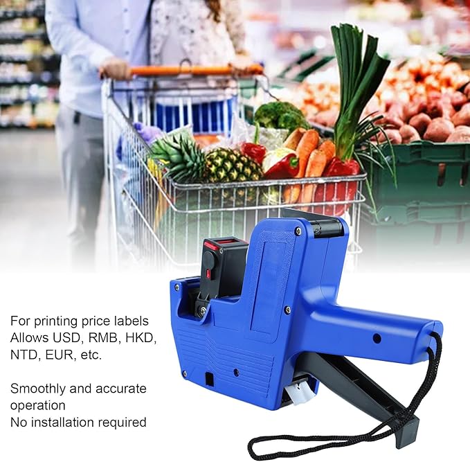 8 Digit Price Tag Label Gun with 3 Rolls Label Paper & 2 Ink Wheels, Handheld Numerical Pricing Labeler for Retail, Grocery, Office, Store, Merchandise, Clear Print
