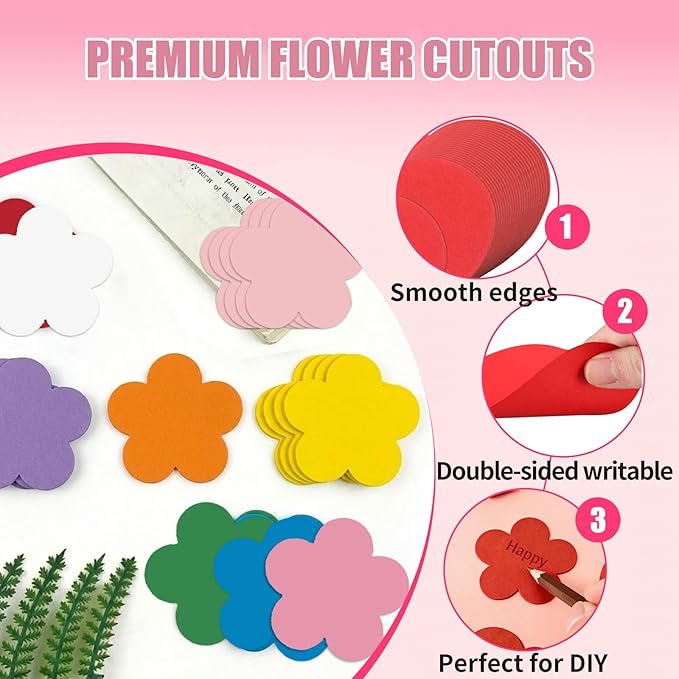 72 Pcs 5.5 Inch Large Paper Flower Cutouts, 9-Color Assorted Spring Summer Flower Die Cut for Bulletin Board Decorations, Classroom Wall, Chalkboard, Back to School, Teacher School Supplies, DIY Craft