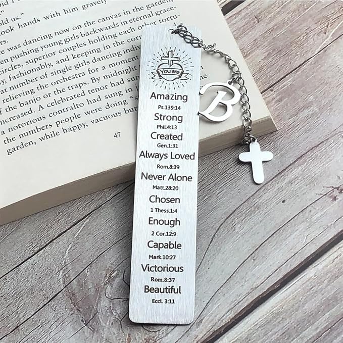Bible Bookmark for Women Book Lovers Sister Christian Book Marker Gifts for Reader Teens Girls Baptism Birthday Christmas Gift for Coworker Students Bookish Easter Gifts (Silver-B)