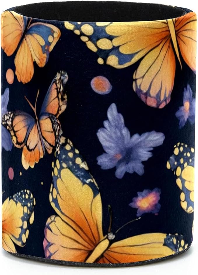 Seamless Butterflies Pattern Pen Pencil Holder for Desk, Large Round Pen Pencil Cup, Decorative Desk Stationery Organizer for Home, Office, Classroom
