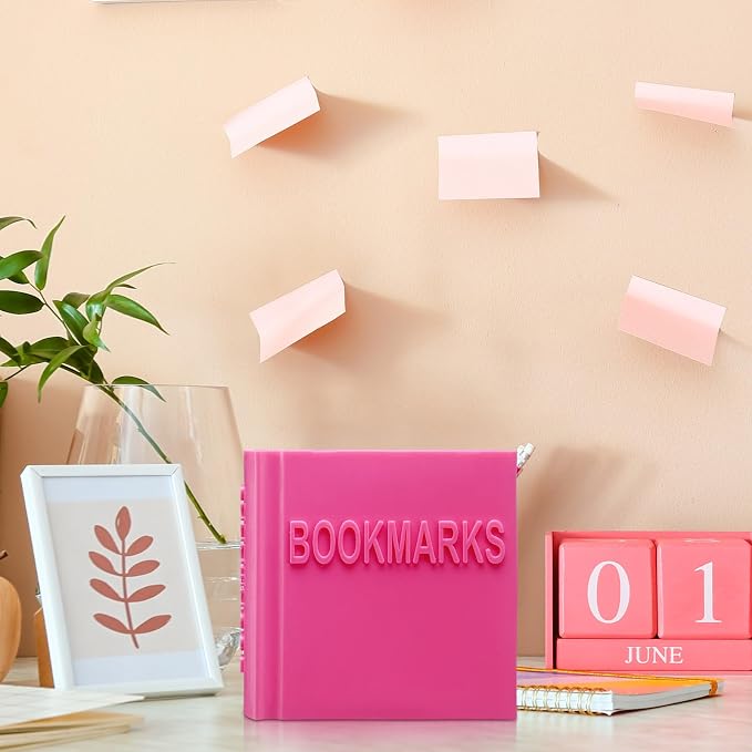 Honeydak 3D Printed Book Shaped Bookmark Holder Book Lover Gift Bookish Accessory Office Desk Supplies Funny Bookmark Accessories End of Year Gift for Teacher (Rose Red)