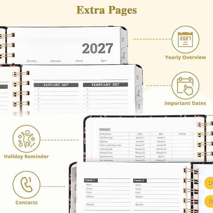 JoyCat Academic Planner 2026-2027, July 2026 - June 2027, A5 Weekly & Monthly Planner, Hardcover Agenda with Tabs, 5 Sticker Sheets, Elastic Closure & Pocket for Teachers & Students, 6.3" x 8.5", Midnight Garden