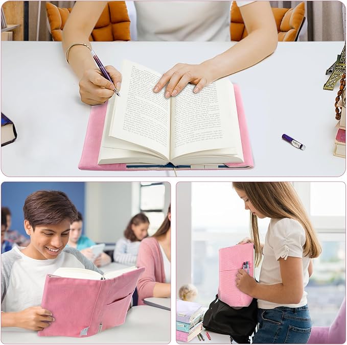 Canvas Book Covers, Washable Book Protector, Book Cover for Paperback Novels, Adjustable Book Cover for Hardcover with Pockets for Pen, Soft Cover Books, Book Lovers Gifts