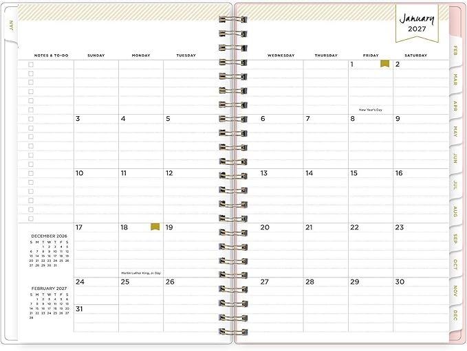 Blue Sky Day Designer 2027 Weekly and Monthly Planner Calendar, January 2027 - December 2027, 5" x 8", Clear Pocket Cover, Durable Twin Wire Binding, Storage Pocket, Includes Stickers, Coming Up Roses