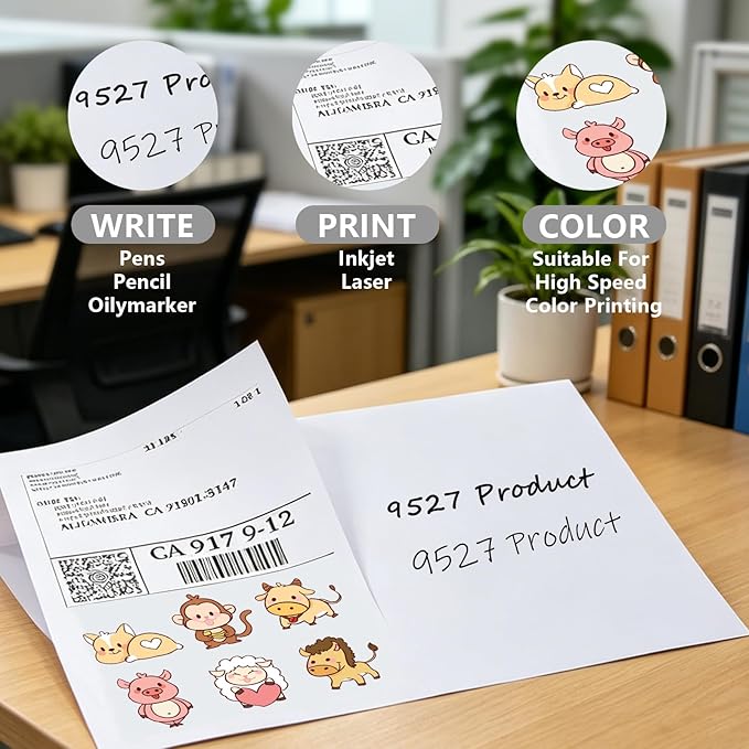 9527 Product Half Sheet Self Adhesive Shipping Labels for Laser & Inkjet Printers White Blank,2 Labels per Sheet (5000 Labels)