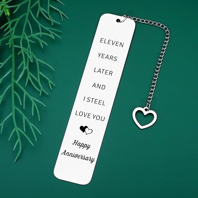 11 Year Anniversary Steel Gifts for Couple 11th Wedding Anniversary Day Gifts for Men Women Steel Gift for 11th Anniversarys Husband Gift from Wife 11th Anniversarys Bookmark Valentine Christmas