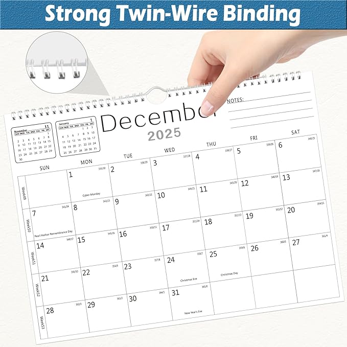 2026 Calendar Wall Calendar from July 2025 to December 2026,18 Months Wall Hanging Calendars with Thick Paper for Office Home School(White,14.7x11.5 inch)