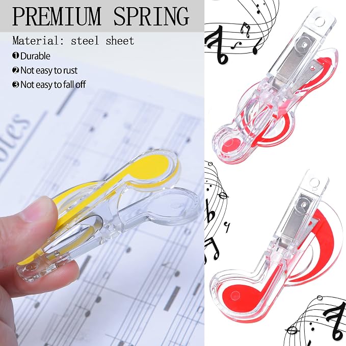 Gersoniel 20 Pack Teacher Gifts Music Note Paper Clip Treble Clef Paper Clips Valentine Funny Music Teacher Gifts Plastic Book Page Sheet Holder for Desk Bookmark Office School Stationery Accessories