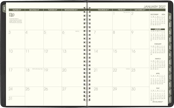 AT-A-GLANCE 2027 Appointment Book Planner, Weekly & Monthly, 7" x 8.75", Quarter-Hourly, Recycled, Black (70951G0527)