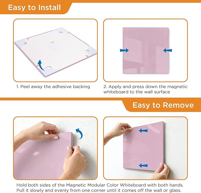 Comix Magnetic Board, 6 Pack Magnetic Whiteboard for wall, 11.8 x 11.8 Inches Dry Erase Board for Kids, Students, White Board Dry Erase Set for Fridge, Office and Home, Pink