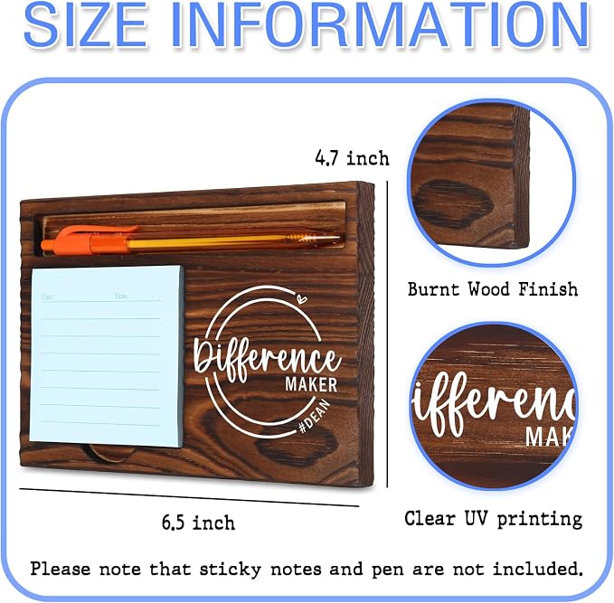 Dean Difference Maker Self-Stick Note Pad Holder Appreciation Gift for School Administrators and Academic Leaders, Durable and Stylish Desk Organizer, Work Desk Retro Note Pad Holder SDZ344