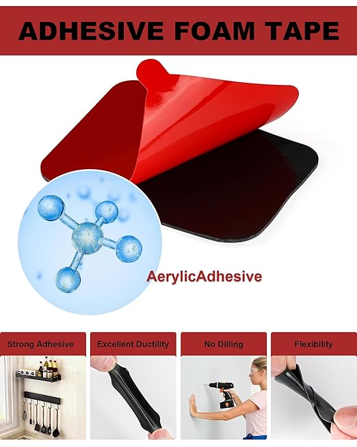 VHB Double-Sided Adhesive Pads (12 Pack) - 34x44mm 5930 Extra Strong Mounting Tape, 0.8mm Thick Heavy Duty Double Sided Tapes, Waterproof Temperature Resistant Adhesive Pads for Car Home Office