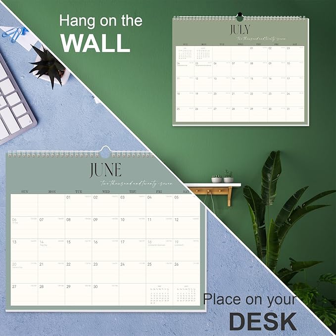 GuassLee Desk Calendar 2026-2027, 19-Month Hanging Desk/Wall Calendar From 2026 Jun-2027 Dec., 14" X 11" Monthly Planner With Thick Paper Spiral Bound For Office Home School Organizing & Planning