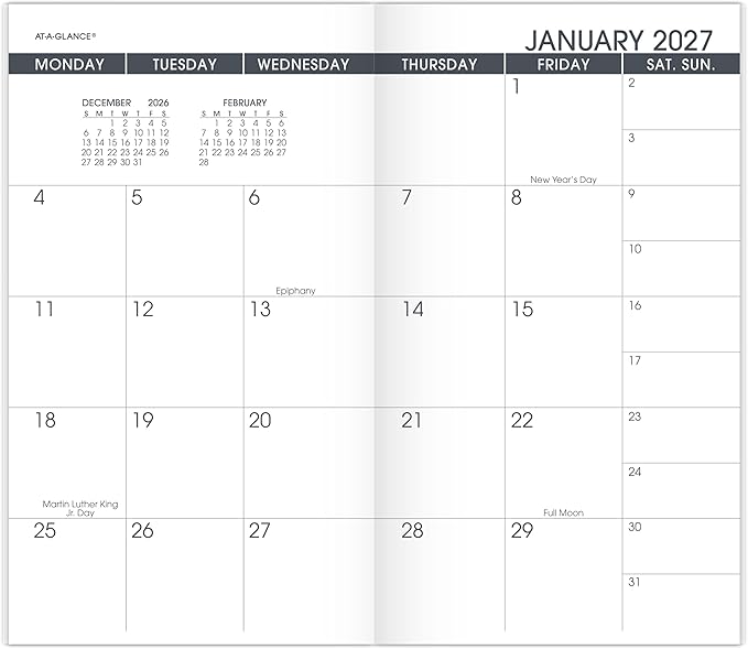 AT-A-GLANCE 2027 Monthly Planner Refill for 7006405, 13-Month Jan-Jan, 3.5" x 6", Pocket Size, Unruled Blocks (709061027)