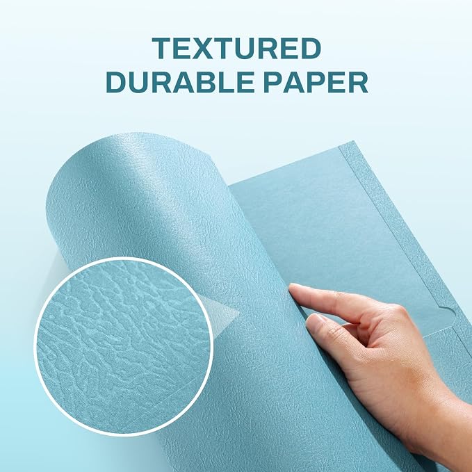 SUNEE Folders with Pockets (25 Pack, Warm Blue), 2 Pocket Folders Fit Letter Size, Paper File Folder for School Office Home Business, Textured Paper