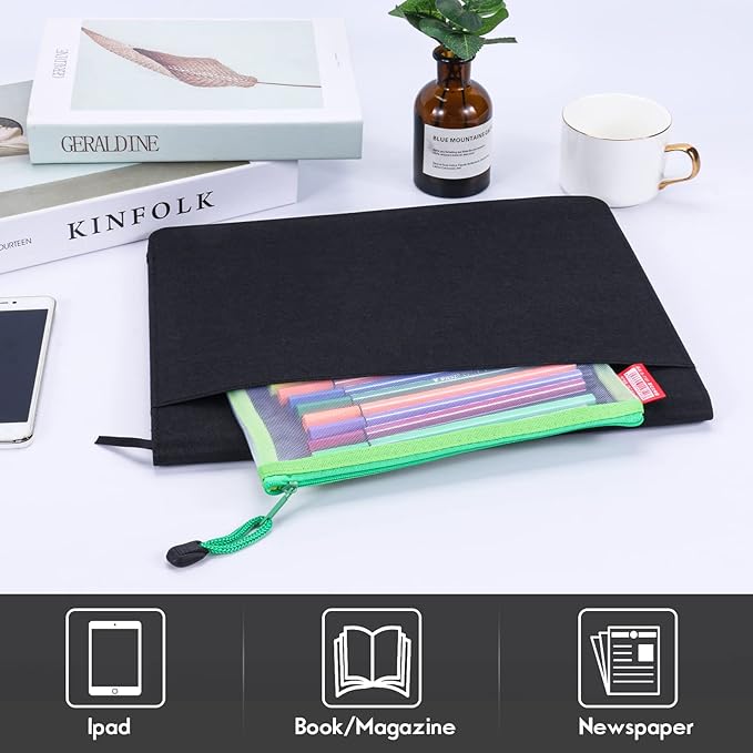 Folio Planner Cover for Rocketbook Smart Notebook– Waterproof Portfolio Organizer Fits A4/Letter Size (8.5x11 Inch), Professional Academic & Office Use (Black)