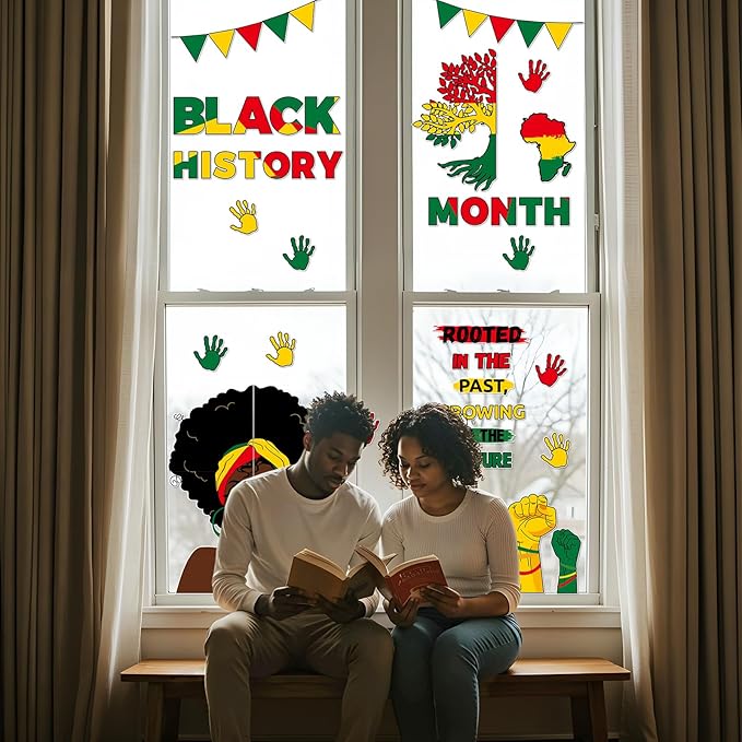 89 Pcs Black History Month Decorations Classroom Black History Bulletin Board Set African American Inspirational Bulletin Board Cutouts Borders for School Wall History Month Classroom Decor