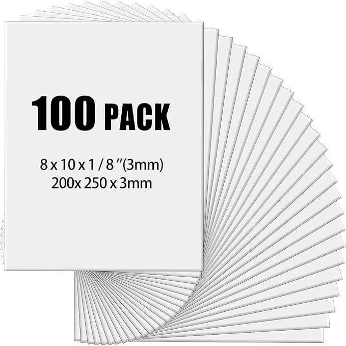 Frienda Foam Boards Thickness Foam Poster Boards for Presentation Board for School Crafts Office Art Projects(8 x 10 Inch,White,100 Pack)