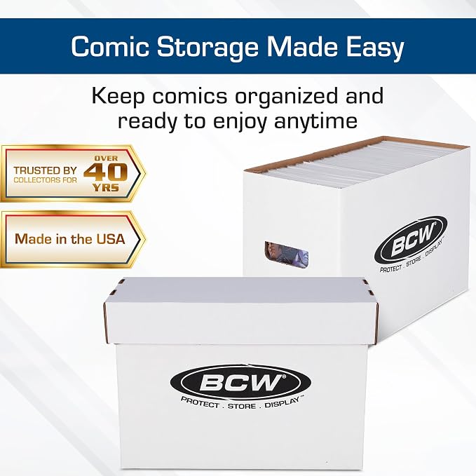 BCW Short Comic Storage Box - 5 Pack | Holds 150-175 Current/Silver Age Comics | Stackable, Durable 200 lb. Strength