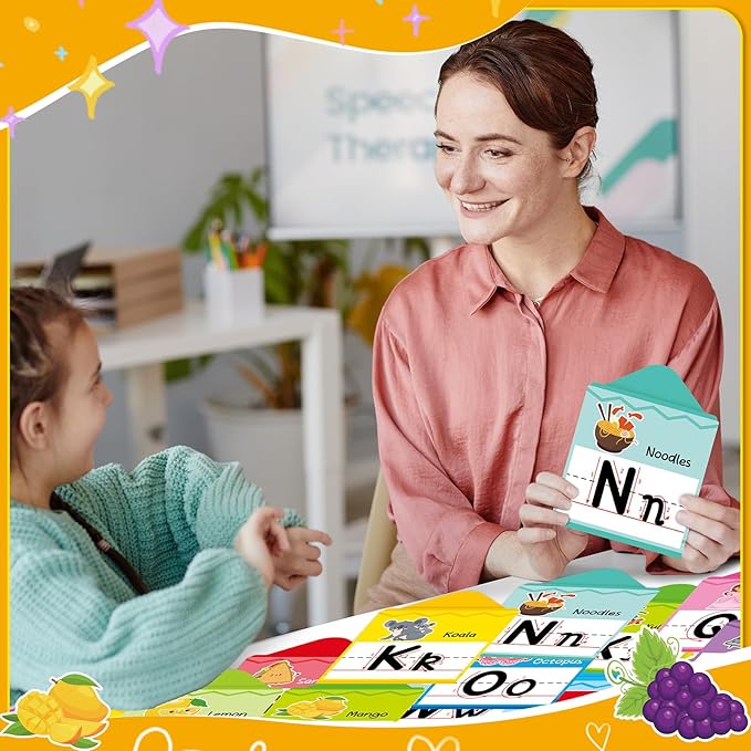 Crayon Alphabet Number for Classroom Wall Colorful Crayon Bulletin Board Manuscript Educational Cards ABC Letters Numbers Shapes Colors Poster for Preschool Elementary Early Learning Decor