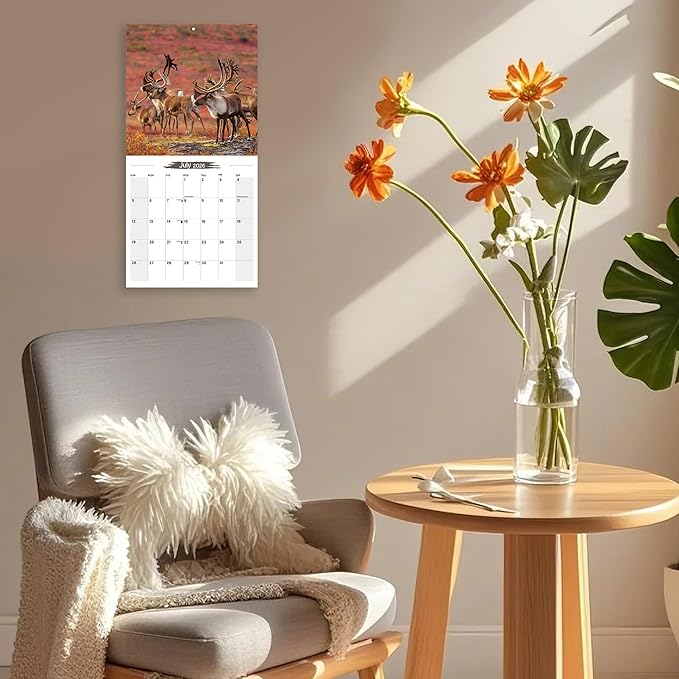 2026 Wall Calendar Elaphurus davidianus Planner Calendar, Hangable Monthly Wall Calendar with Large Blocks for Organizing & Planning, Academic Schedule, Home, Office & family, Thick & Sturdy Paper (12"x24" Open)