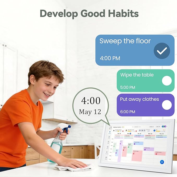 Digital Calendar, 15.6-Inch Smart WiFi Electronic Calendar & Chore Chart, Meal Planner, IPS Touch Screen HD Display for Family Schedules &Digital Picture Frame, Share Moments Instantly from Anywhere