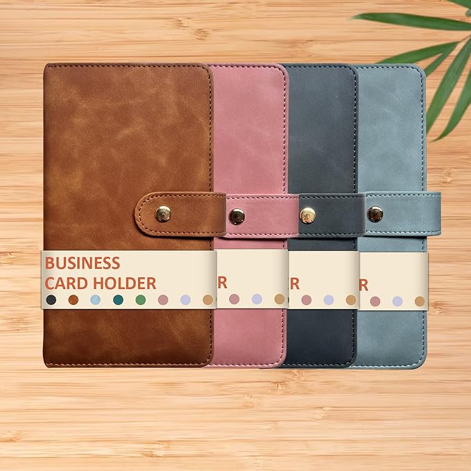 Leather Professional Business Card Holder Book Organizer, 240 Card Slots Capacity Booklet, Premium PU Name Cards Storage Folder with Soft Cover, Credit Card Binder Holder for Men/Women (Blue)