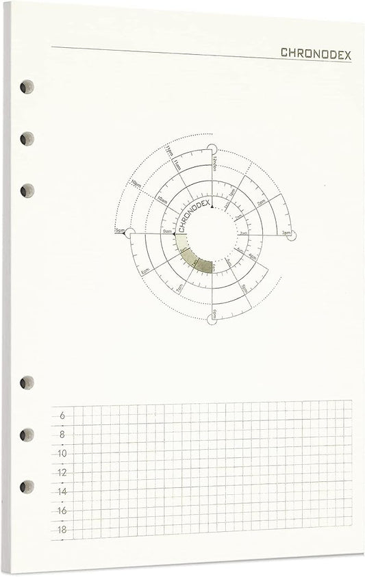 Zelten 1 Pack A5 45 Sheets/90 Pages Time Chart Loose Leaf Punched Paper Refills Paper for 6 Hole Binder Personal Organizer Diary Notebook Refillable Planner
