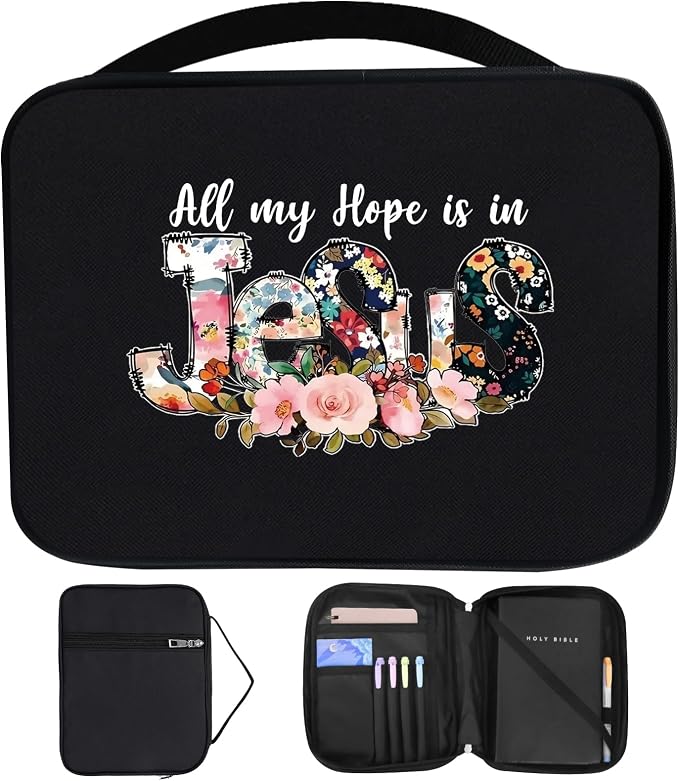 Bible Bags for Women Bible Study Supplies Book Covers with Zipper for Journaling, Bible Cover Case for Men, Organizer Tote Carrying Case with Strap Church Bags for Woman