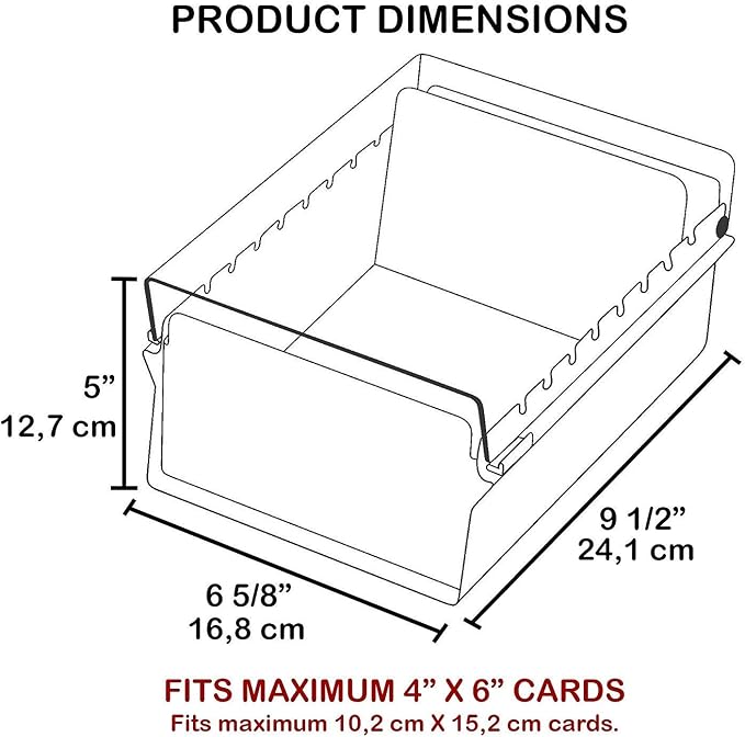 Acrimet 4 x 6 Card File Holder Organizer Box Metal Base Heavy Duty (AZ Index Cards and Divider Included) (Green Color with Clear Crystal Plastic Lid Cover)