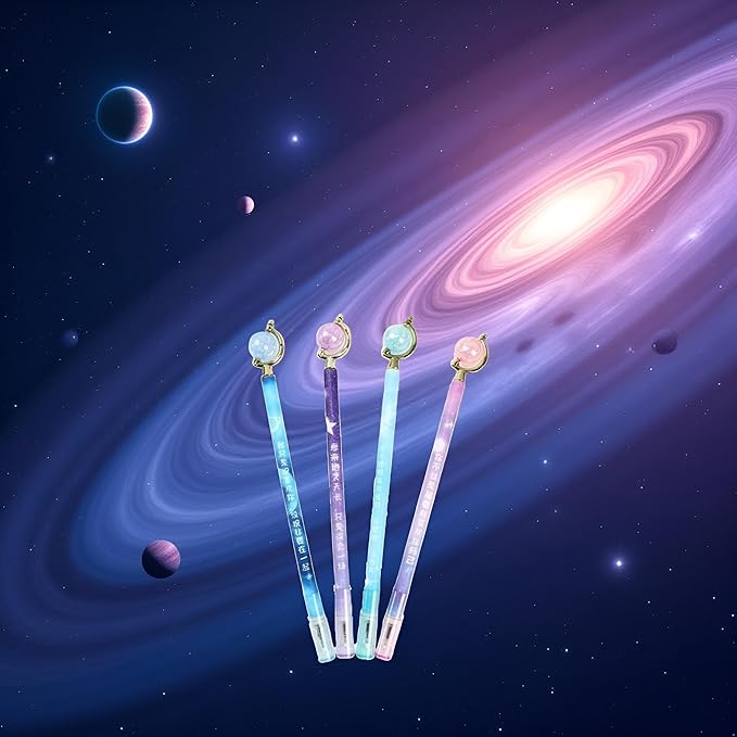 1Pc Black 0.5mm Gel Pen Ball Pen Starry Sky Planet Ball Rotate Gel Pen Signature Pen Student Study Stationery Gel Ink Rollerball Pens Rollerball Pens Writing and Correction School Office Supplies