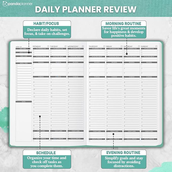 Panda Planner Mental Health Journal, Green
