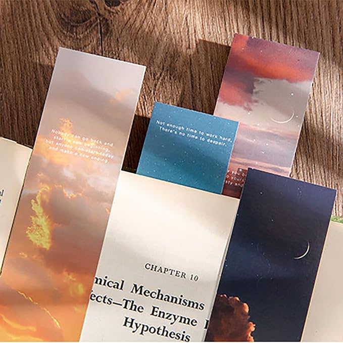 Doraking 30PCS Vintage Scenery Theme Paper Bookmarks for Book Lovers, Boxed Bookmarks Set (Sky)
