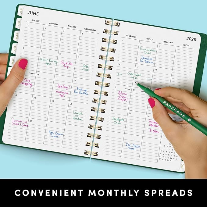 PAPERAGE 2025 Weekly & Monthly Spiral Bound Planner (Blush), 12 Month (January 2025 - December 2025), 5.5 in x 8 in, Weekly & Monthly Spreads, Includes Additional Note Pages & Trackers