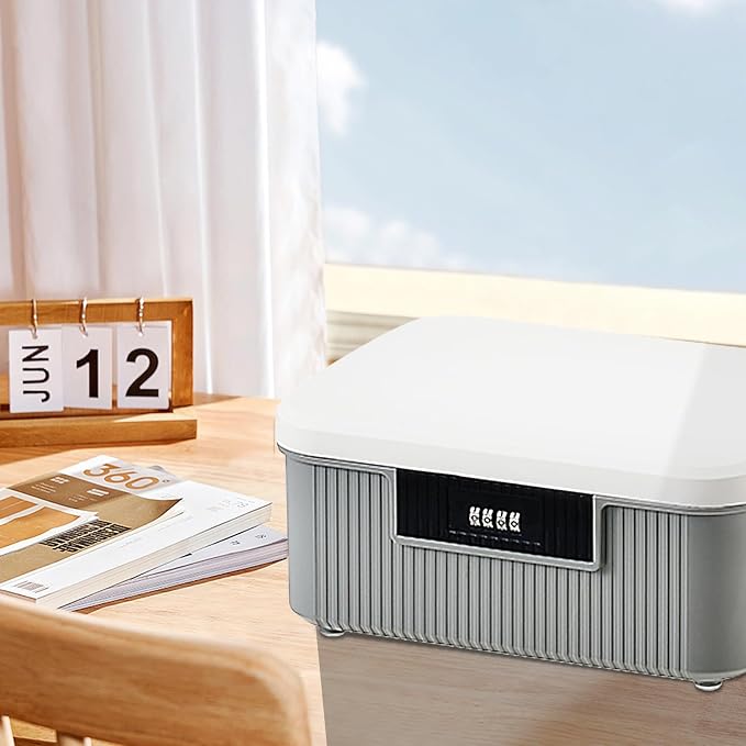 AnRui 4.2 Gallon Lockable Storage Container Bin, Portable Plastic Safe Box with Lock Usable As Item Organizer, Art Craft Or Office File Storage (White&Grey)