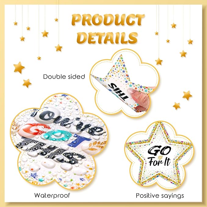 Pajean 48 Pcs Star Positive Bulletin Board Decoration Cutout Affirmation Station Classroom Bulletin Board 6 Inch Inspirational Classroom Decor Double Sided for Teacher Student Back to School(Confetti)