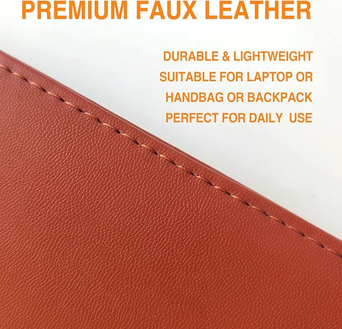 Leather Portfolio Folder Padfolio, Business Padfolio Organizer Document Planner Portfolio Binder Storage Pocket for Legal Pad Holder Paperwork Phone Men Women (Red Brown)