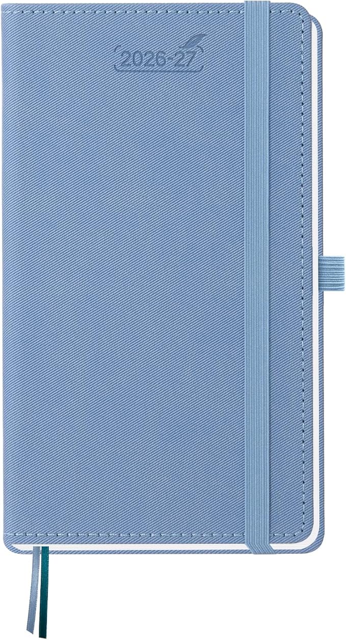 BEZEND Pocket Planner 2026-2027 Weekly and Monthly (3.75" x 6.75" Slim Size) 18-Month Academic Calendar Notebook (Jul 26-Dec 27), Ideal for Students & Professionals, PU Leather Hardcover -Blue