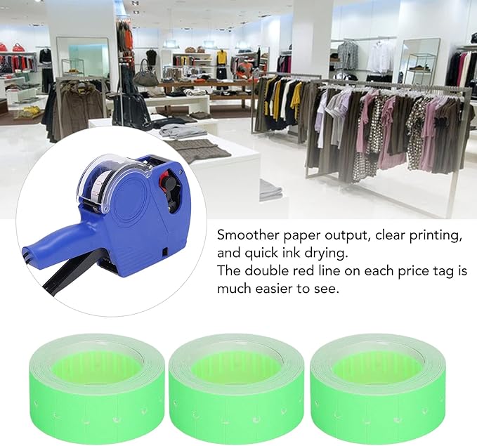 30 Rolls 15000 Price Gun Labels, Pricing Labels Single Row Price Gun Tag for Mx-5500 M5500 Fluorescent Green Price Marker Stickers