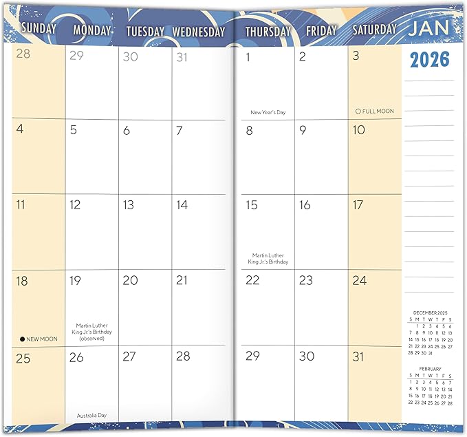 2026 Pocket Planner, 2-Year Monthly Calendar Planner (24-Month): January 2026 – December 2027, Purse Size 6.5" x 3.5", Sun and Sea