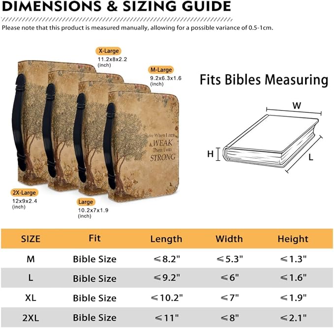 Vintage Style Olive Tree Bible Case with Bookmark Waterproof Bible Cover Case for Women Lightweight Bible Bag with Handle Pockets Church Book Bag Brown